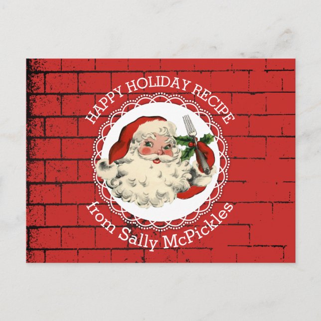 Santa fork cooking baking recipe card (Front)