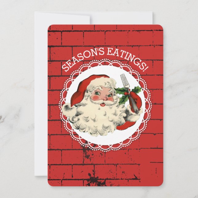 Santa fork restaurant chef catering Christmas card (Front)