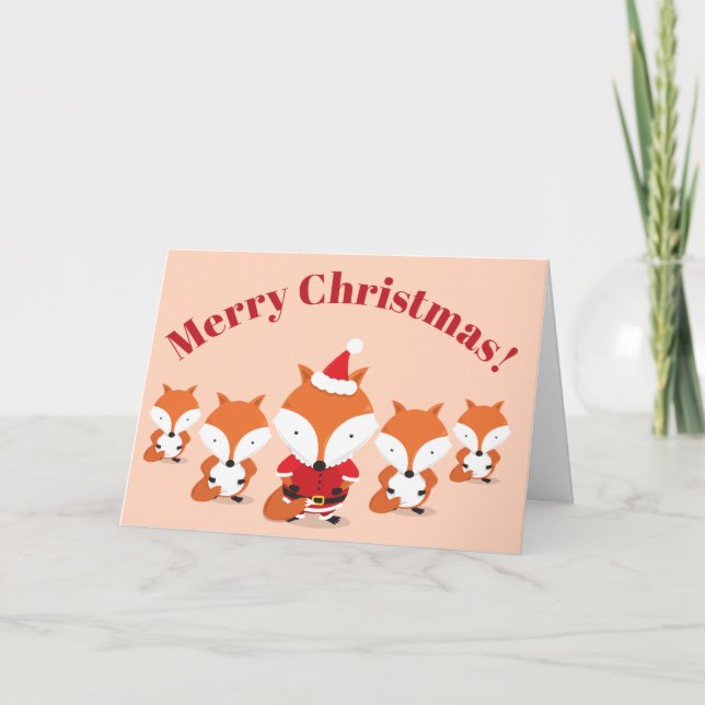 Santa Fox Animal Merry Christmas Holiday Card (Front)