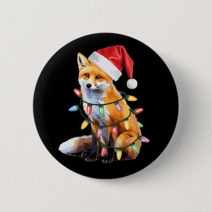 Santa Fox Christmas Light Fox Lover Christmas Gift 6 Cm Round Badge