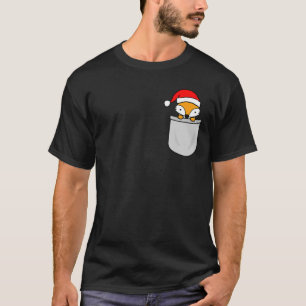 Santa Fox Pocket Funny Cute Christmas T-Shirt
