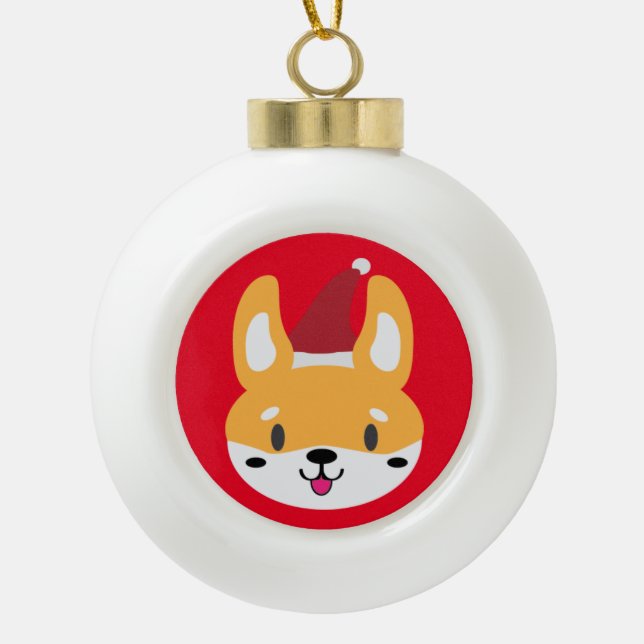 Santa Foxy Christmas Ball Ball! Ceramic Ball Christmas Ornament (Front)