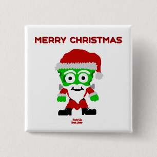 Santa FrankenCheese 2 Inch Square Button