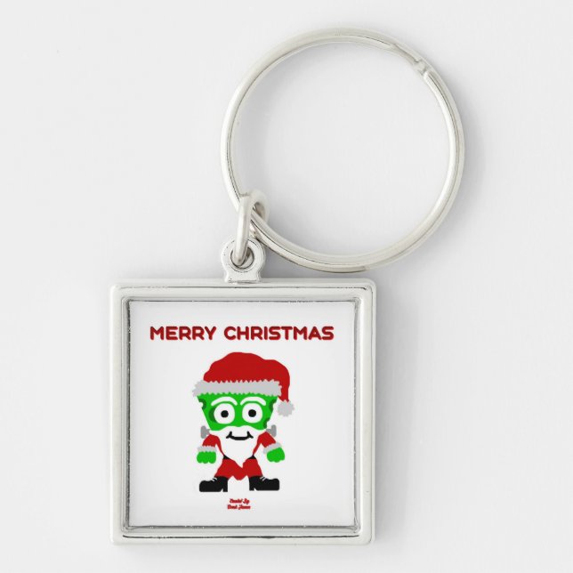 Santa FrankenCheese Premium Square Key Chain (Front)