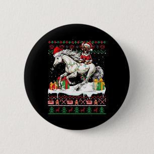 Santa French Bulldog Riding Horse Christmas Sweate 6 Cm Round Badge