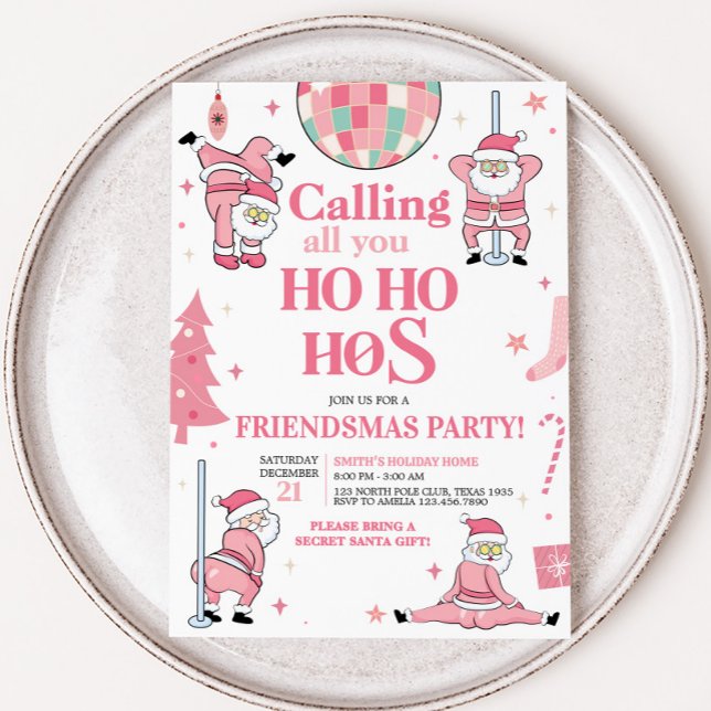 Santa Friendsmas Christmas Party Invitation (Friendsmas Funny Santa Christmas Party Invitation)