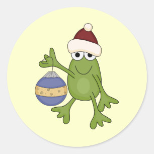Santa Frog with Ornament Tshirts and Gifts Classic Round Sticker