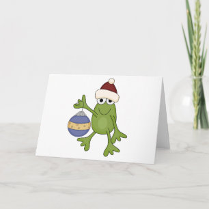 Santa Frog with Ornament Tshirts and Gifts Holiday Card