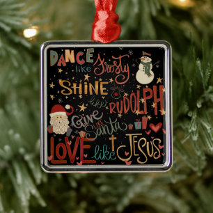 Santa Frosty Rudolph Jesus Christmas Inspiring Metal Tree Decoration