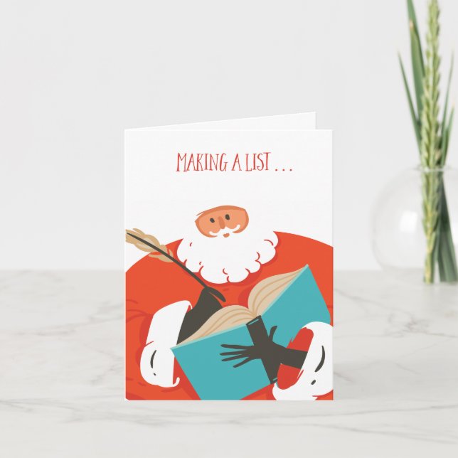 Santa Fun Cartoon Christmas List Novelty Giant Holiday Card (Front)
