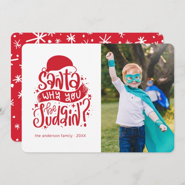 Santa... Funny Holiday Christmas Photo Card (Front/Back)