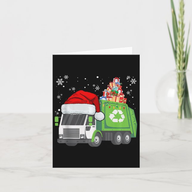 Santa Garbage Truck Carrying Christmas Family Matc Card (Front)