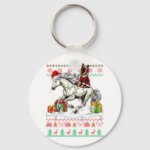 Santa German Shepherd Riding Horse Christmas Sweat Key Ring