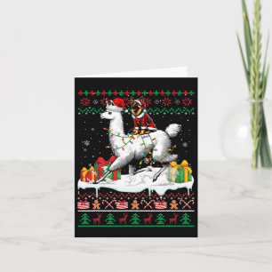 Santa German Shepherd Riding Llama Christmas Sweat Card