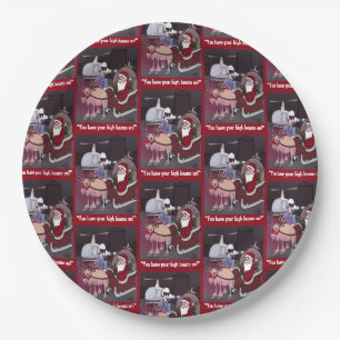 Santa Gets A Ticket Round Plate