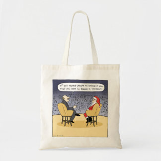 Santa Gets Some Advice | Funny Christmas Cartoon Tote Bag