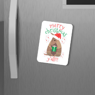 Santa Gift Giving Armadillo Texas Magnet