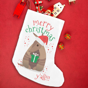 Santa Gift Giving Armadillo Texas Small Christmas Stocking