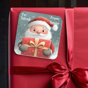 Santa Gift To From Children Child Square Sticker