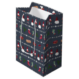 Santa, gifts and christmas stockings medium gift bag