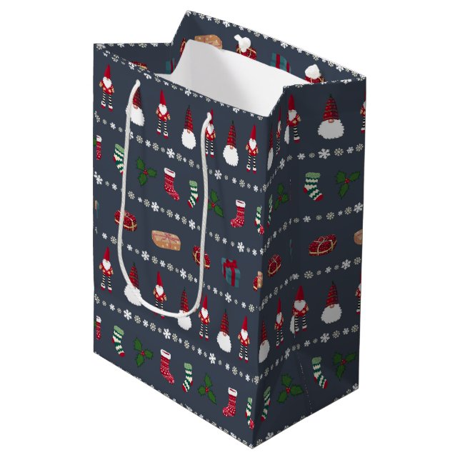 Santa, gifts and christmas stockings medium gift bag (Front Angled)