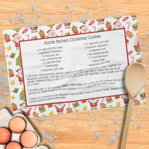 Santa Gingerbread Cute Christmas Family Recipe Tea Towel