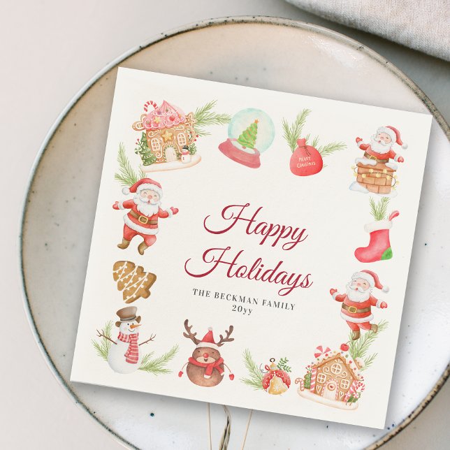 Santa Gingerbread House Xmas Holiday Party Napkin (Santa Gingerbread House Xmas Holiday Party Napkins)