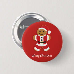 Santa Gingerbread Man Button