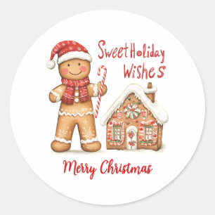 Santa Gingerbread Man Christmas Classic Round Sticker