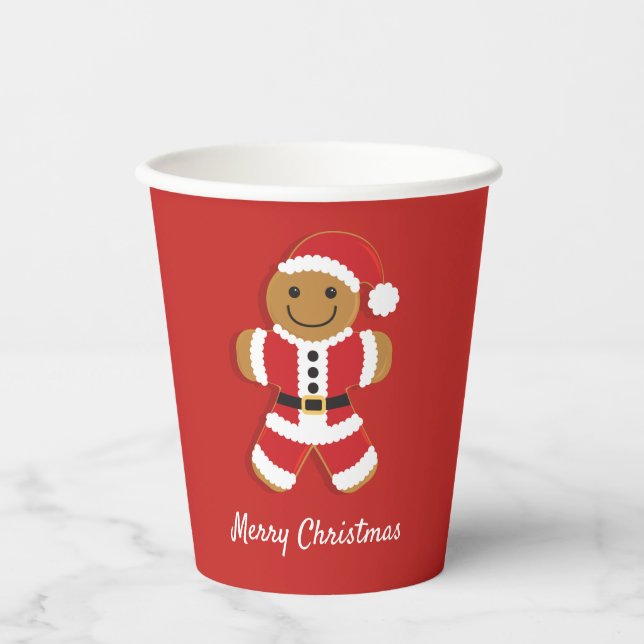 Santa Gingerbread Man Christmas Paper Cups (Front)