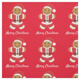 Santa Gingerbread Man Fabric