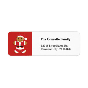 Santa Gingerbread Man   Return Address Label