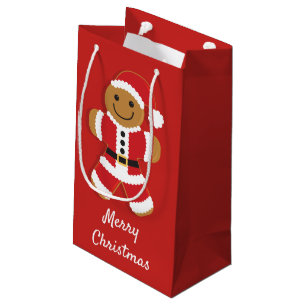 Santa Gingerbread Man   Small Gift Bag