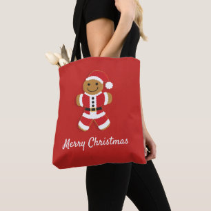 Santa Gingerbread Man Tote Bag