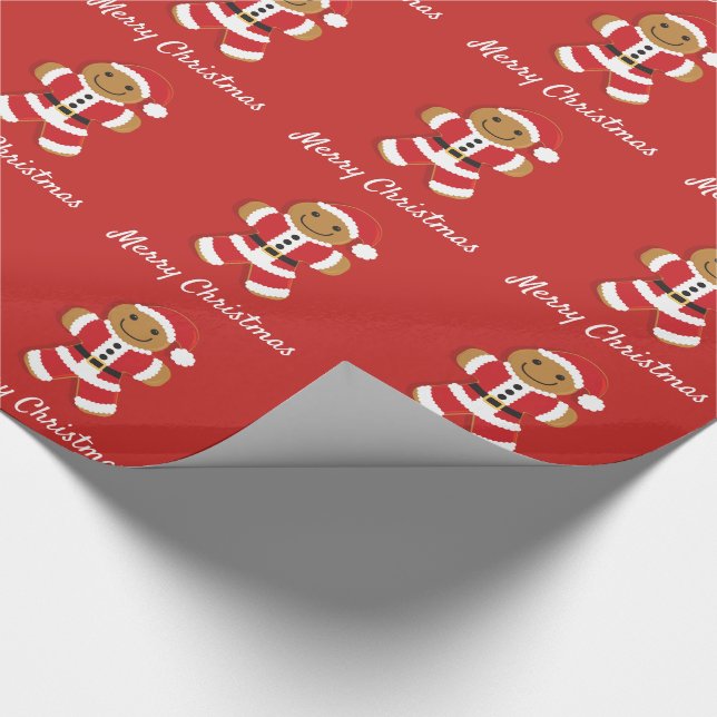Santa Gingerbread Man | Wrapping Paper (Corner)