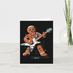 Santa Gingerbread Playing Guitar Funny Christmas P Card