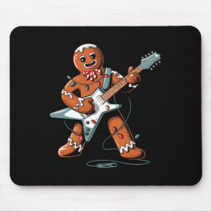 Santa Gingerbread Playing Guitar Funny Christmas P Mouse Pad