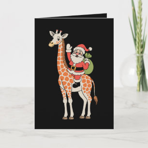Santa Giraffe Christmas Family Xmas Holiday Season Card