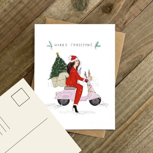 santa girl, christmas, postcard (Creator Uploaded)