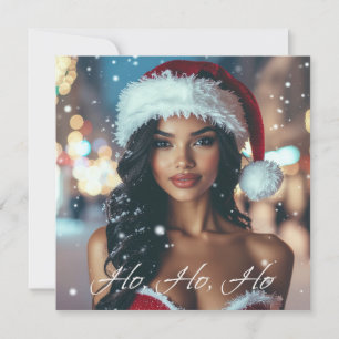 Santa Girl - Ho Ho Ho - Christmas Holiday Card