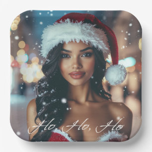 Santa Girl - Ho Ho Ho - Christmas Paper Plate