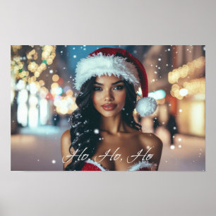 Santa Girl - Ho Ho Ho - Christmas Poster