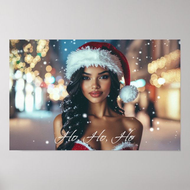 Santa Girl - Ho Ho Ho - Christmas Poster (Front)