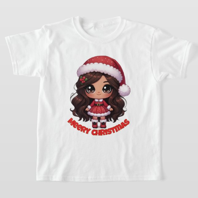 Santa girl meery christmas tshirt (Laydown)