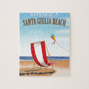 Santa Giulia Beach Vintage french travel poster Jigsaw Puzzle
