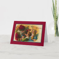 Santa giving children candy Victorian