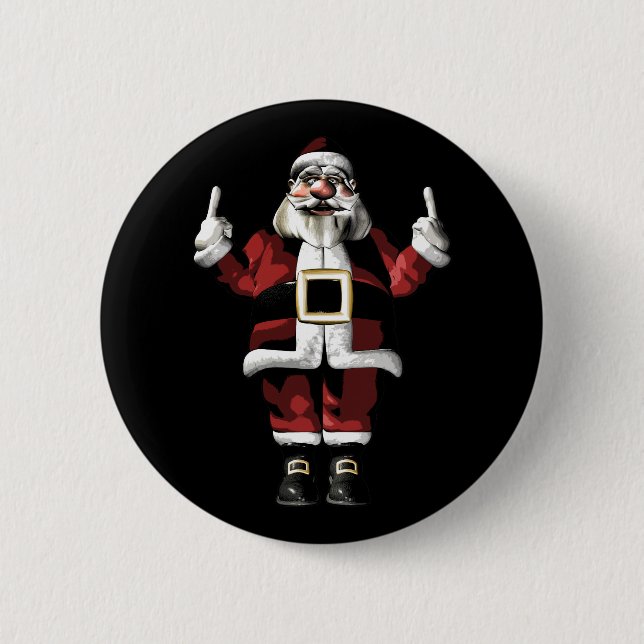 Santa Giving the Finger 6 Cm Round Badge (Front)