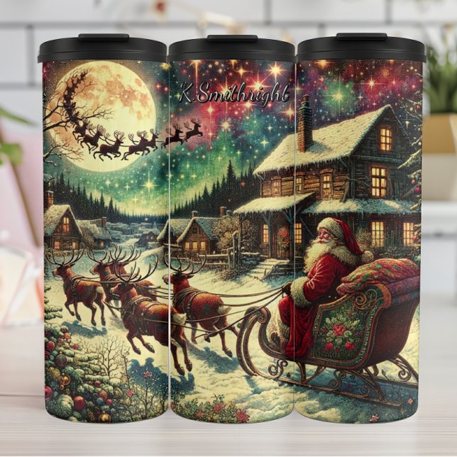 Santa Glides Through Holiday Skies Thermal Tumbler (Creator Uploaded)