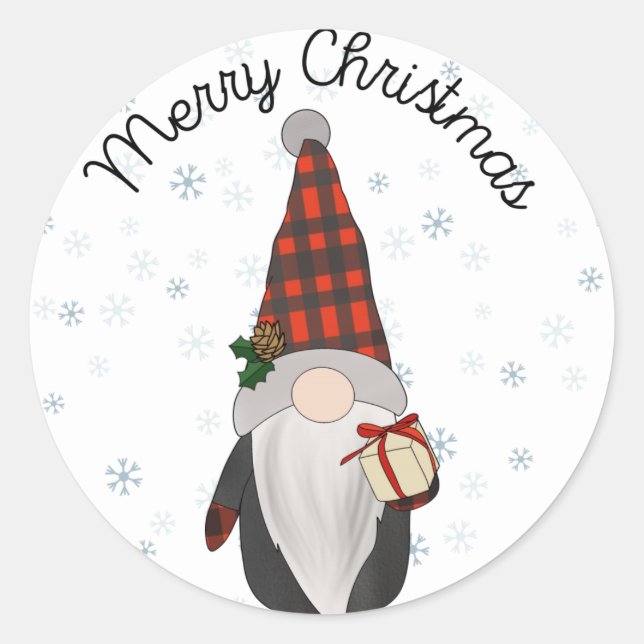 Santa Gnome 1 Classic Round Sticker (Front)