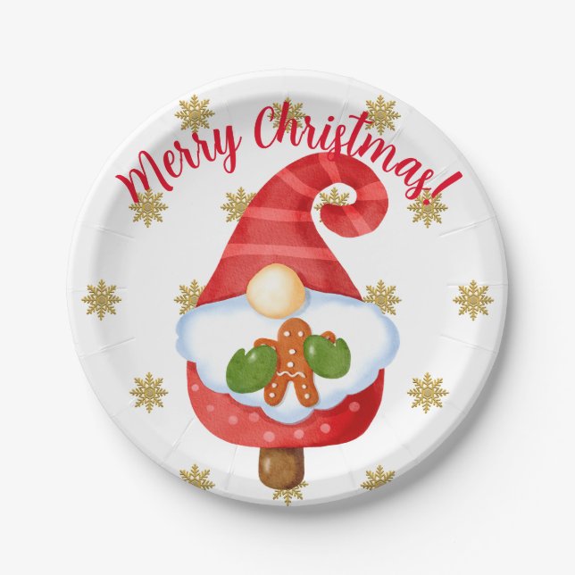 Santa Gnome   Paper Plate (Front)